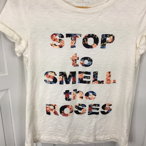 Talbots Stop to Smell the Roses Cotton Tee - Picture 3 of 15